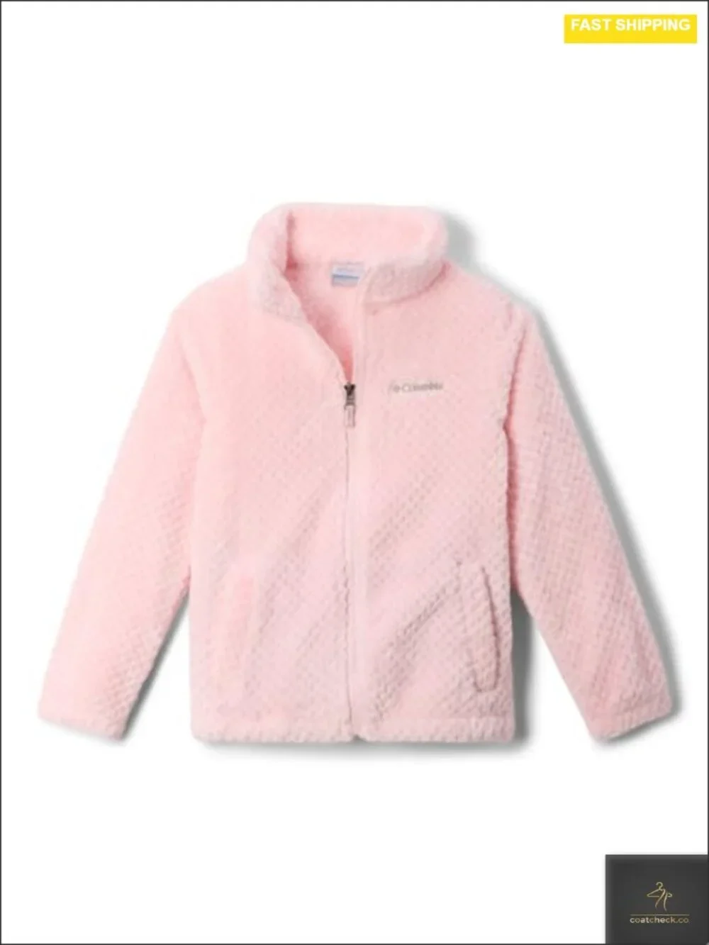 Kids Sherpa Full Zip Fleece Jacket with High Collar and Pockets
